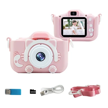 Bērnu Digitālā Kamera 20MP 1080P HD Video Fotokameras Videokameras Gudrs Selfie Kamera ar 32GB Karti Meitenēm Zēniem Vecumā 3-10 Dāvanu