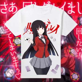 Japāņu Anime Kakegurui Piespiedu Spēlētājs Cosplay T Krekls Jabami Yumeko 3D Iespiesti Vasaras T-Krekls Multfilmu Top Tee Kostīms